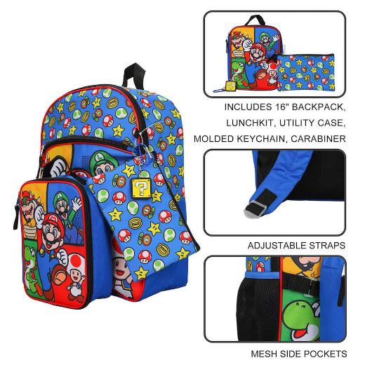 Picture of Super Mario 5 pc Backpack Set