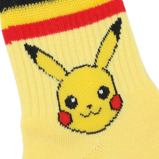 Picture of Pokemon Pikachu Electric Type 3 Pair Quarter Crew Socks