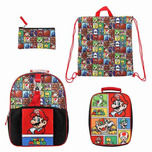 Picture of Super Mario Light Up Buckle 4 pc Toddler Backpack Set