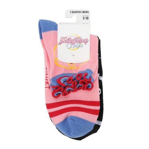Picture of Sailor Moon Junior's 3 Pair Quarter Crew Socks