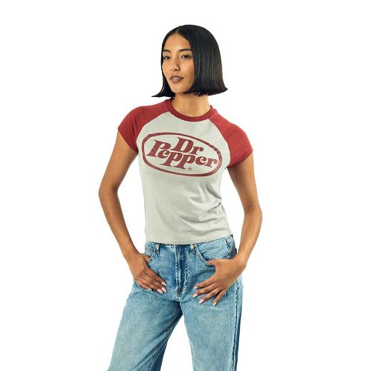 Picture of Dr.Pepper Raglan Juniors Cropped Baby Tee