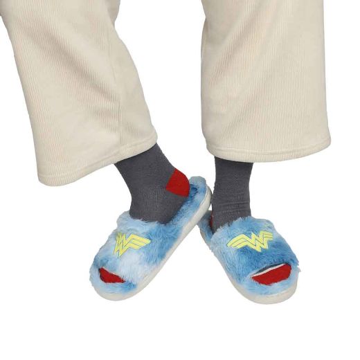 Picture of DC Comics Wonder Woman Fuzzy Slide Slippers