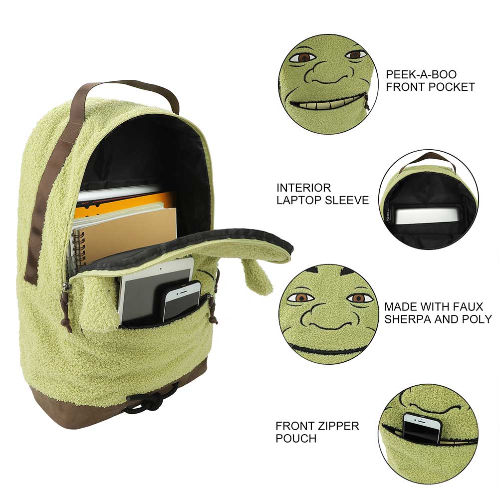 Bioworld Merchandising. Shrek Sherpa Big Face Backpack