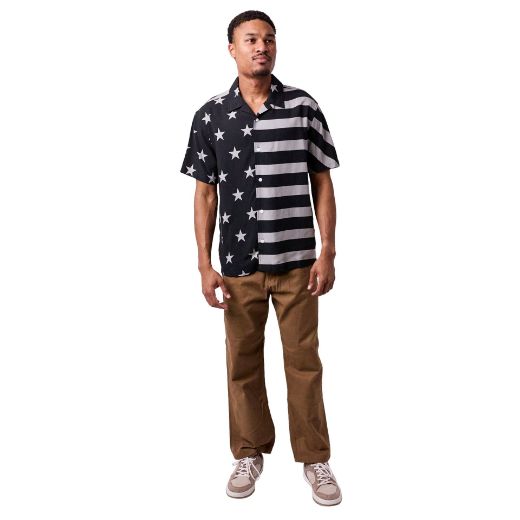Picture of Bioworld American Flag AOP Woven Button UP